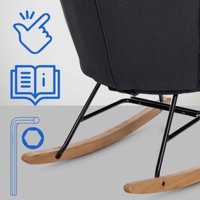 Cadeira de balanço Sanka em tecido 71 x 98 x 88 cm Preto