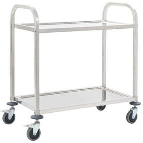 Carrinho de cozinha de 2 níveis 96,5x55x90 cm aço inoxidável