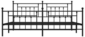 Estrutura de cama com cabeceira e pés 200x200 cm metal preto