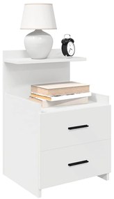 Mesa de cabeceira com 2 gavetas 40x36,5x62 cm branco
