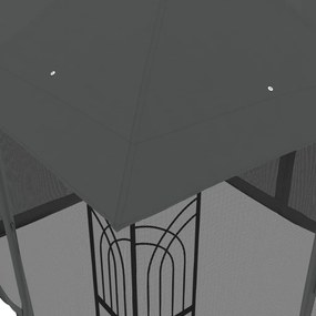 Gazebo c/ teto duplo/paredes de malha 2,94x2,94 m aço antracite