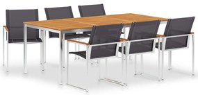 vidaXL 7 pcs conjunto de jantar textilene e aço inoxidável