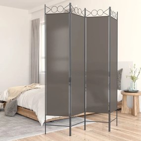 vidaXL Biombo/divisória com 4 painéis 160x220 cm tecido antracite