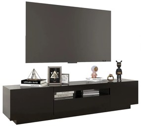 Móvel de TV com luzes LED 180x35x40 cm preto