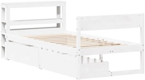 Cama sem colchão 75x190 cm madeira de pinho maciça branco