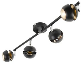 Refletor moderno 4-light preto com interior dourado - Buell Deluxe Moderno