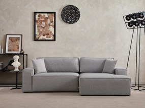 **** Sofá-Cama de Canto Pırlo – Cinzento Claro – 260x78x170 cm

**