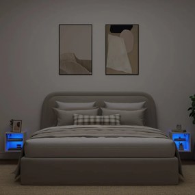 Móveis de parede p/ TV com luzes LED 2 pcs 30x28,5x30 cm branco