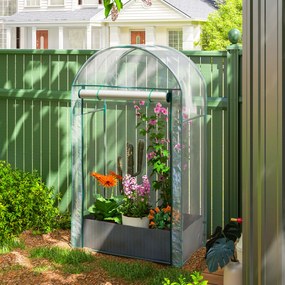 Mini estufa de jardim 89 x 50 x 152 cm para varanda com saco de plantio e cobertura de plástico reforçado, porta enrolável, transparente