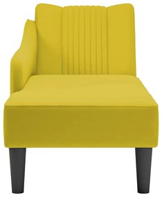 Chaise-longue com apoio de braço direito veludo amarelo