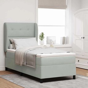 Cama Box com Colchão vidaXL Cinzento Claro 80x200 cm Veludo