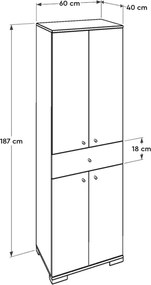 Armário Alto de Escritório "Doc" - 60x187x40 cm - Branco - Design Mode