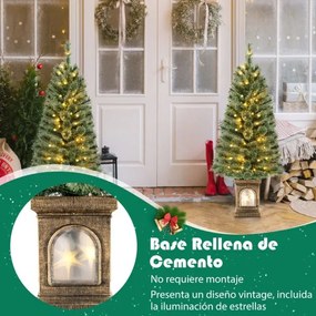 Árvore de Natal em vaso de 120 cm com 116 ramos 100 luzes LED 3 modos dinâmicos com controlo remoto verde e dourado