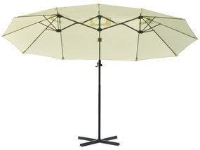 Outsunny Chapéu de Sol Duplo Inclinável para Jardim Terraço Chapéu de Sol Excêntrico à Manivela com 12 Hastes de Aço 270x440x250cm Bege