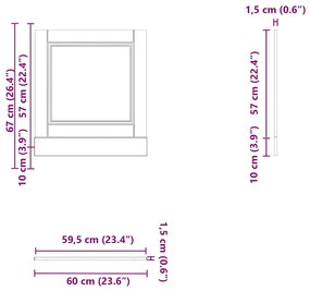 Painel máquina lavar louça Porto carvalho castanho 60x1,5x67 cm