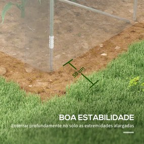 Estufa de Túnel 4x3x2 m Estufa de Jardim com 2 Portas Estufa para Horticultura com Teto Arredondado Transparente