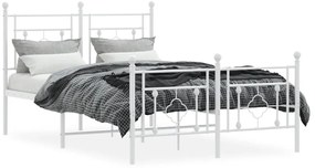 Estrutura de cama com cabeceira e pés 120x190 cm metal branco