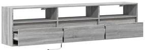 Móvel de parede p/ TV c/ luzes LED 180x31x45 cm cinzento sonoma