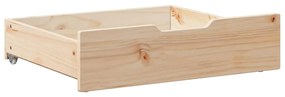 Gavetas para cama com rodas 2 pcs 65x55x17 cm pinho maciço