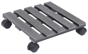Suportes com rodas para vasos 2 pcs 30x30x7,5 cm WPC cinzento