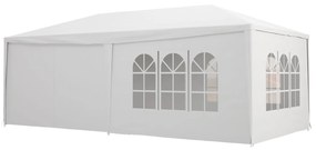 Outsunny Tenda de Jardim 583x293 cm Tenda para Festas com 4 Janelas 2 Portas com Fecho de Correr 6 Paredes Laterais  Branco