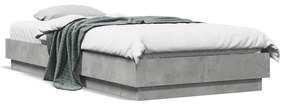 vidaXL Estrutura de cama com luzes LED 90x200 cm cinzento cimento