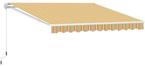 Outsunny Toldo Retrátil com Manivela Toldo de 300x250cm com Braço Articulado de Alumínio e 280 g/m² Laranja e Branco