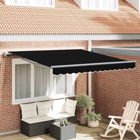 vidaXL Toldo Retrátil Preto 350 x 250 cm Tecido e Alumínio