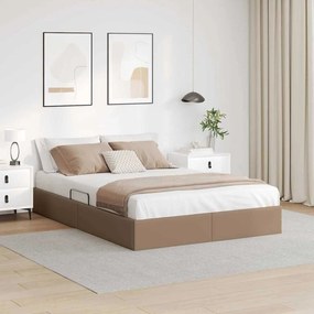 vidaXL Cama com Armazenamento Cappuccino 140 x 190 cm Couro sintético