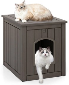 Móvel Caixa Areia para gatos interior e exterior 60 x 47 x 54,5 cm com recinto para caixa de areia (NÃO INCLUIDA), porta frontal rebatível Castanha