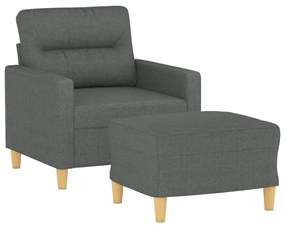 Poltrona com apoio de pés 60 cm tecido cinzento-escuro