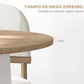 Mesa de Cozinha Redonda para 4 Pessoas Moderna com Tampo de Madeira e Base de Aço Cruzada Ø80x75 cm Carvalho