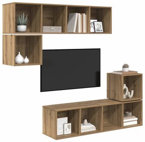 Conjunto de móvel de TV 4 pcs carvalho artisiano