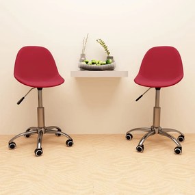 vidaXL Cadeiras de jantar giratórias 2 pcs tecido vermelho tinto