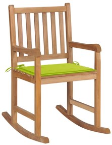 Cadeira de baloiço com almofadão verde brilhante teca maciça