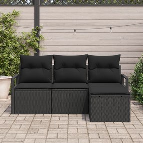 Conjunto de Sofá de Jardim vidaXL de 4 Peças com Almofadas Rattan Pret