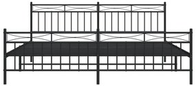Estrutura de cama com cabeceira e pés 200x200 cm metal preto