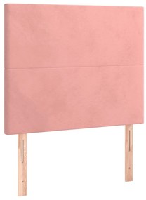 Cama box spring c/ colchão/LED 90x190 cm veludo rosa