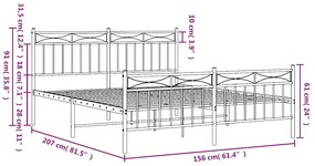 Estrutura de cama com cabeceira e pés 150x200 cm metal branco