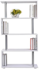 Livraria Mobiliário de Escritório Estante - Cor: Branco - Madeira e Metal – 145 x 80 x 30 cm