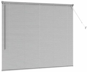Persiana de Janela com cortinas Manual Prata 80 x 130 cm Alumínio