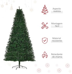 HOMCOM Árvore de Natal Artificial 240cm Ignífuga com 1499 Ramas com 2