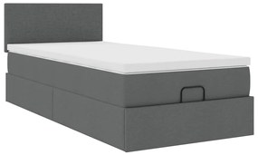 Estrutura cama otomana colchão 100x200cm tecido cinzento escuro