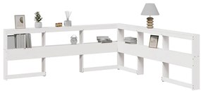 vidaXL Estante cabeceira forma de L 200 cm madeira pinho maciça branco