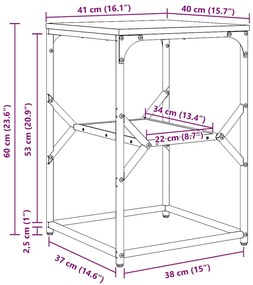 Mesa Lateral vidaXL Carvalho Defumado 41x40x60 cm Madeira Engenharia
