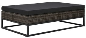 5 pcs conjunto sofás de jardim c/ almofadões vime PE cinzento