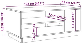 Mesa centro 102x55x43cm derivados de madeira carvalho artisiano