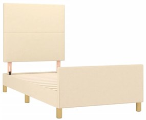 Estrutura de cama sem colchão 100x200 cm tecido cor creme