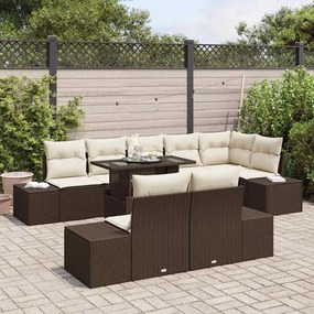 Conjunto de Sofá de Jardim de 9 Peças com Almofadas, Rattan Simples Ca