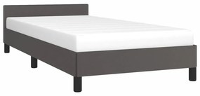 Estrutura de Cama Salu com Cabeceira em Couro Artificial Cinzento - 10